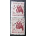 Union of South Africa 1959 Local Animals Stamps of 1954 - Different Watermark 1d pair used