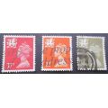 Great Britain Wales 1990 Queen Elizabeth II - New Colors and Values 22, 26 and 37P used