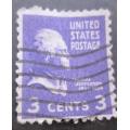United States Postage 1938 -1939 Presidential issue 3c stamp used