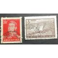 Argentina 1954 -1959 General San Martin and Local Motifs 20c and 3P used