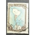 Argentina  1951 Map - South America and Antarctic  1P used
