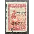 Argentina  1936 -1942 Definitive Issues - Agriculture 25c Official Overprint used