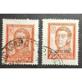 Argentina 1965 -1966 Personalities and Local Motifs 10P used and 1967 Grn San Martin 20P used