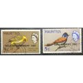 Mauritius1967 Birds and Queen Elizabeth II - Stamps of 1965 OP `SELF GOVERNMENT 1967` Part set used