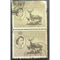 Mauritius 1953 Queen Elizabeth II - Local Motives1R pair used