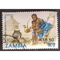 Zambia 1989 Traditional living Issues of 1981 Surcharged 18.50/2K used