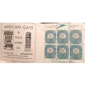 Union of South Africa 3/- Booklet Kirchoffs Seeds contains 3 full panes 1 x 1/2 pane and airmail