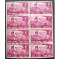 Union of South Africa 1949 Inauguration of Voortrekker Monument, Pretoria 1d Block of 8 MNH