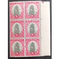 Union of South Africa 1947 Local Motives 1d Block of 6 MNH