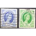 Rhodesia and Nyasaland 1954 Queen Elizabeth II 1d & 2d used