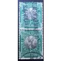 Union of South Africa 1926 London Printing 1/2d used vertical pair