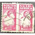 Union of SA 1942 1941 War Effort 1d pair used