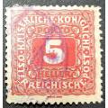Austria 1916 5 Heller Postage due with Revenue Cancellation