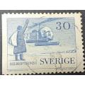 Sweden 1958 Aviation - The 10th Anniversary of Helicopter Mail 30 ore blue No perforation left used