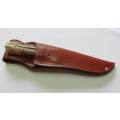 Fixed Blade Hunting Knife With Leather Sheath
