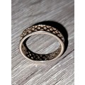 Ladies girls women`s cute gold looking ring with crisscross pattern 5mm wide - as per photos