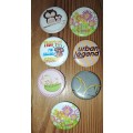 7x pin back ( pinback) button badges dime size the duck ones are vintage cute condition as per photo