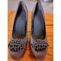 Gorgeous Rage grey seude heels with ruffle detail size 7
