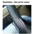 GREY PU Leather Car Auto Steering Wheel Cover 38cm Non-Slip With Needles and Thread