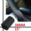 DARK GREY PU Leather Car Auto Steering Wheel Cover 38cm Non-Slip With Needles and Thread