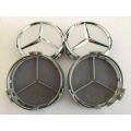 4x 75mm Chrome (Silver Background) Plastic Wheel Centre Cap for Mercedes Benz