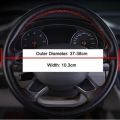 BLACK PU Leather Car Auto Steering Wheel Cover 38cm Non-Slip With Needles and Thread