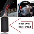 BLACK PU Leather Car Auto Steering Wheel Cover 38cm Non-Slip With Needles and Thread