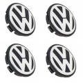 4x 76/65mm Chrome / Black Plastic Wheel Centre Cap for VW