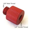 1/4` Female to 3/8` Male Tripod Screw Thread Adapter Anodized Red