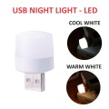Mini LED Night Light with USB Plug for Computer Mobile Power Bank Night - COOL WHITE
