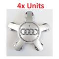 Set of 4 WHEEL CENTRE CAPS 135mm / 60mm for AUDI `STAR` SILVER