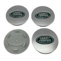 4x 63mm Plastic Wheel Centre Cap for Land Rover (Green & Silver)
