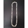 Heavy 925 Sterling Silver Figaro Necklace, 42 Grams.