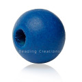 WOODEN BEADS - NATURAL - ROYAL BLUE - ROUND - 10mm - 20 PCS