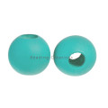 WOODEN BEADS - NATURAL - LIGHT TURQUOISE - ROUND - 10mm - 20 PCS