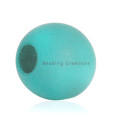 WOODEN BEADS - NATURAL - LIGHT TURQUOISE - ROUND - 10mm - 20 PCS