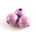 WOODEN BEADS - NATURAL - LILAC - ROUND - 10mm - 20 PCS
