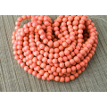 WOODEN BEADS - NATURAL - SALMON PINK - ROUND - 10mm - 20 PCS