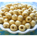 WOODEN BEADS - NATURAL - EGG SHELL ROUND - 14mm - 8 PCS