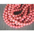 WOODEN BEADS - NATURAL - SALMON PINK - ROUND - 14mm - 8 PCS