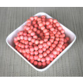 WOODEN BEADS - NATURAL - SALMON PINK - ROUND - 14mm - 8 PCS