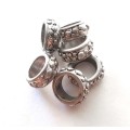 LARGE HOLE - PEWTER - RINGS - FLORAL DETAIL - ANTIQUE SILVER - 12mm