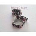 Large Hole Pewter Spacer/Connector Rings Scroll Detail Antique Silver And Pink Rhinestones