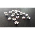 BEAD CAPS - BRIGHT - SILVER PLATED - FLORAL - 10mm - 5 PCS