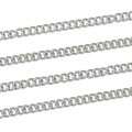 CHAIN - STAINLESS STEEL - OPEN LINK - CURB - SILVER TONE - 2.8x2.3mm - SOLD PER PACK OF 1 METER