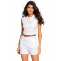 WHITE - BUTTON FRONT - BELTED ROMPER - S/M/L/XL/XXL