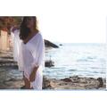 ***LOCAL STOCK*** SEXY WHITE V-NECK CROCHET LACE AND CHIFFON BATWING BEACH COVER UP - ONE SIZE