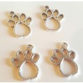 CHARMS - DOG PAW PRINT - SILVER TONE - 18x14mm - 5 PIECES