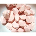 WOODEN BEADS - DESIGNER - HAND PAINTED - NATURAL GEOMETRIC SHAPED - BABY PINK - 20x22mm