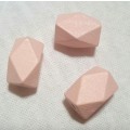 WOODEN BEADS - DESIGNER - HAND PAINTED - NATURAL GEOMETRIC SHAPED - BABY PINK - 20x22mm